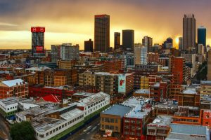 Johannesburg at sunset.