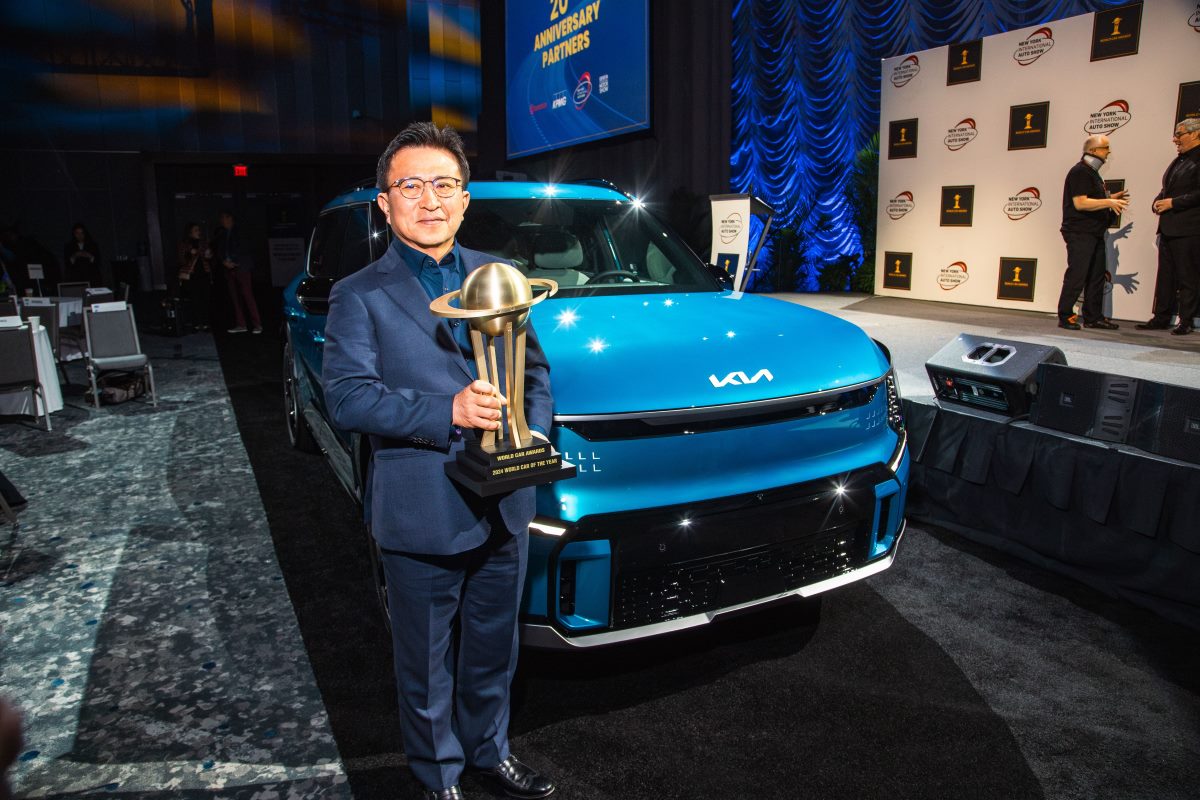 The Kia EV9 at the 2024 World Car Awards.
