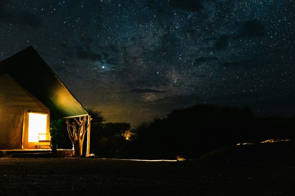 A campsite under the stars in Namibia.
