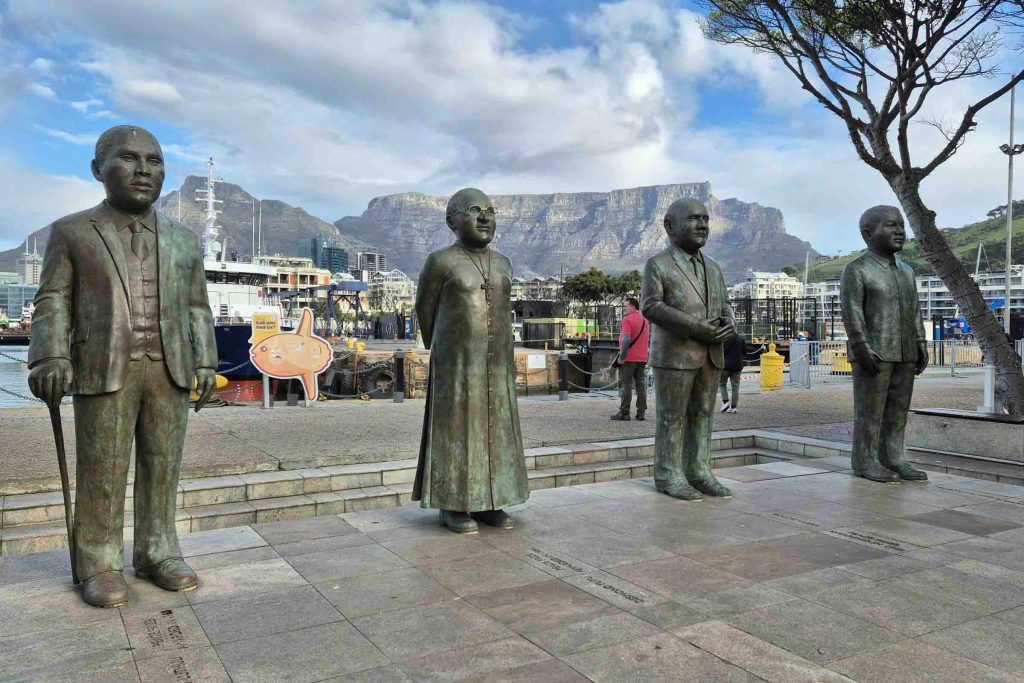 Statues of historical figures in Cape Town.