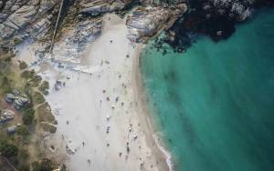 An aerial view of Clifton Beach in Cape Town.